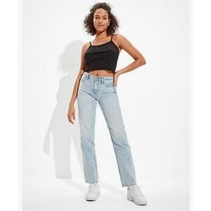 American Eagle Womens SZ 4 90's Straight Jeans Light Wash boho retro mom jeans